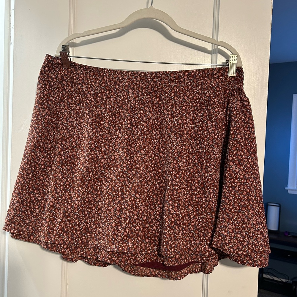 ARULA Floral Skater Skirt - Red and White